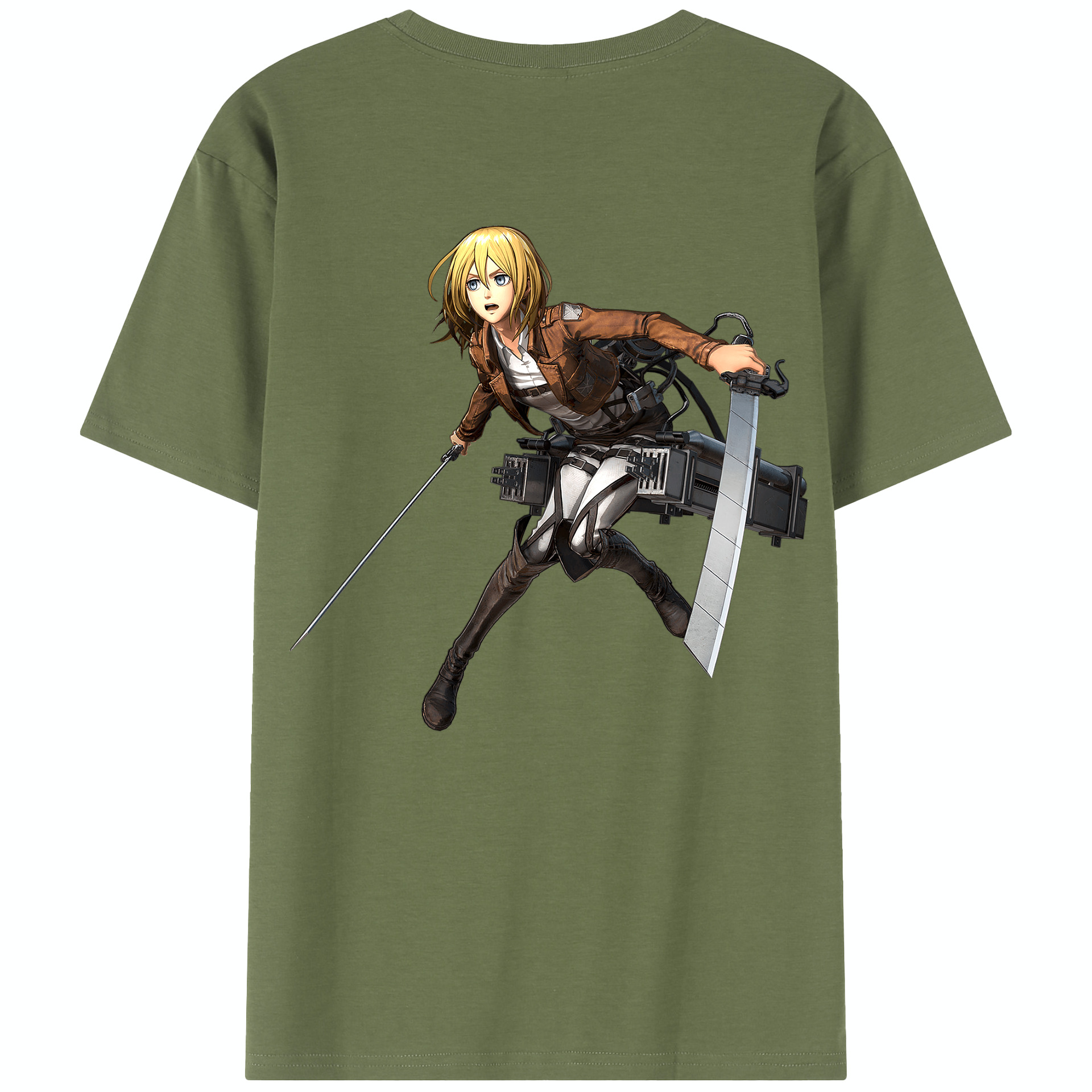 （画像用） 進撃の巨人 クリスタ·レンズ Attack on Titan Christa Lenz 綿100％半袖Tシャツ（背面プリント）
